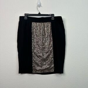 Torrid Women’s Gold Sequin‎ Black Pull On Pencil Skirt Disco Size 2 X